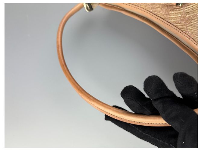 Borsa Gucci beige in cotone - vista 9