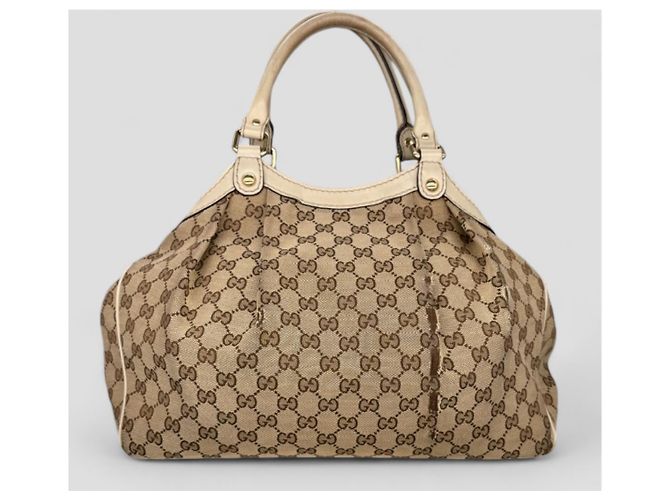 Borsa Tote Gucci Sukey GG in Tela Beige - vista 2