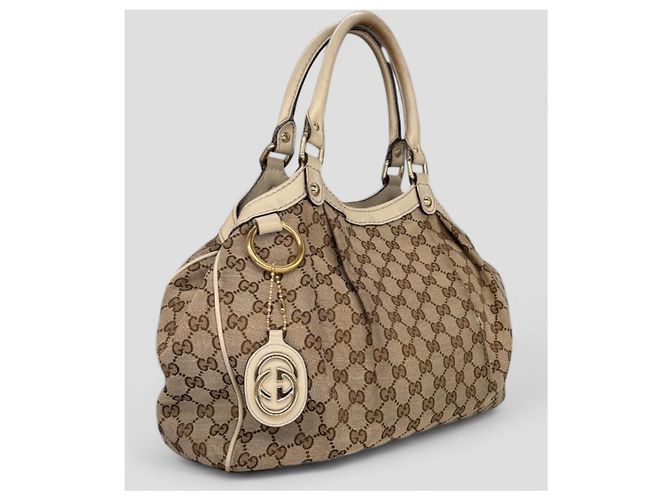 Borsa Tote Gucci Sukey GG in Tela Beige - vista 3