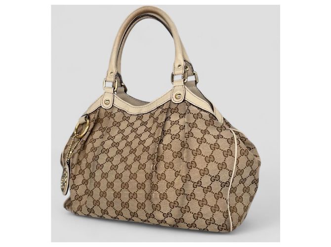 Borsa Tote Gucci Sukey GG in Tela Beige - vista 5