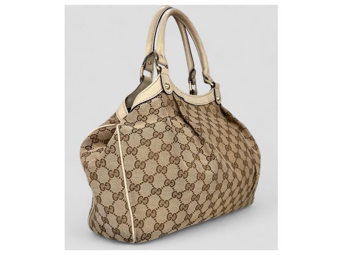 Borsa Tote Gucci Sukey GG in Tela Beige - vista 6