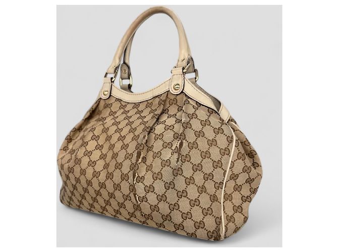 Borsa Tote Gucci Sukey GG in Tela Beige - vista 7