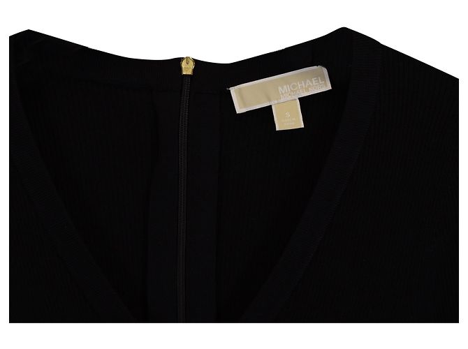 Abito con maniche a ruffle a coste di Michael Kors in viscosa nera Nero - vista 2