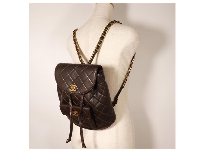 Chanel Matelassé Lammleder Rucksack Braun - Ansicht 9