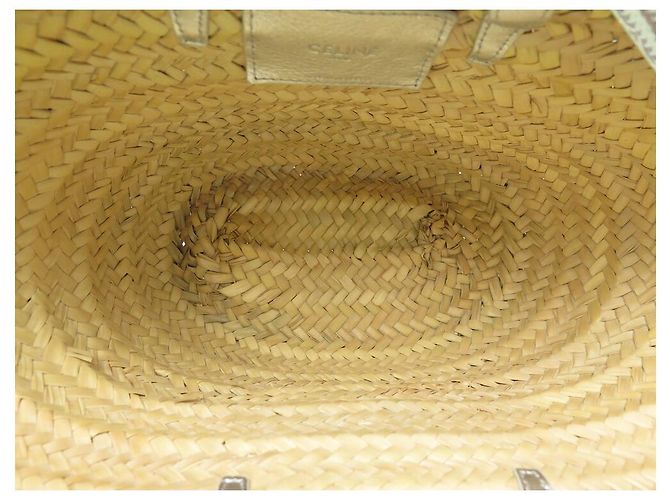Céline NUOVO BORSO A MANO CELINE 113832 CABAS PANIER PM TRIOMPHE RAPHIA ARGENTO - vista 8