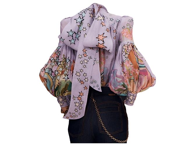Blusa Zimmermann Concert Tie Neck Roxa de Linho Roxo - vista 4