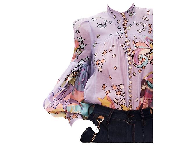 Blusa Zimmermann Concert Tie Neck Roxa de Linho Roxo - vista 5