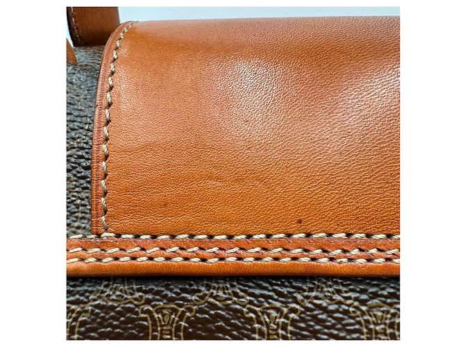 Luggage Céline Celine Große Macadam Canvas Leder Reisetasche Boston Braun - Ansicht 10