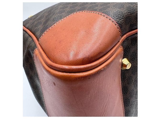 Luggage Céline Celine Große Macadam Canvas Leder Reisetasche Boston Braun - Ansicht 12