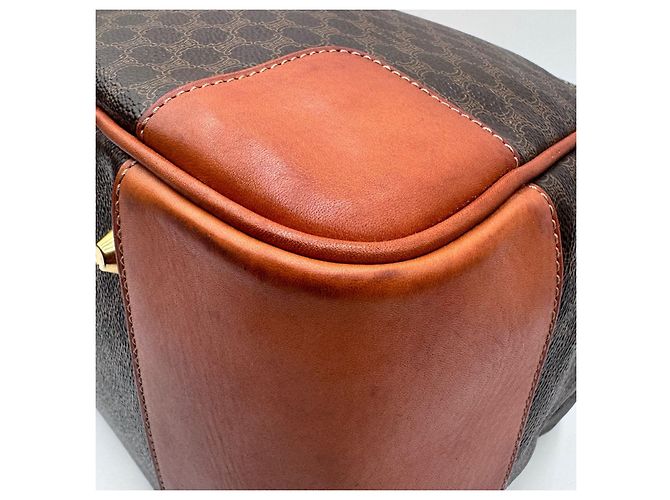 Luggage Céline Celine Große Macadam Canvas Leder Reisetasche Boston Braun - Ansicht 13