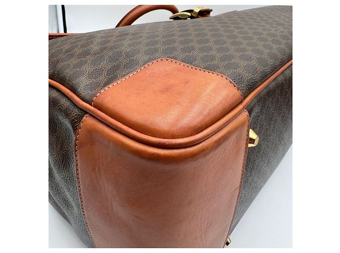 Luggage Céline Celine Große Macadam Canvas Leder Reisetasche Boston Braun - Ansicht 14