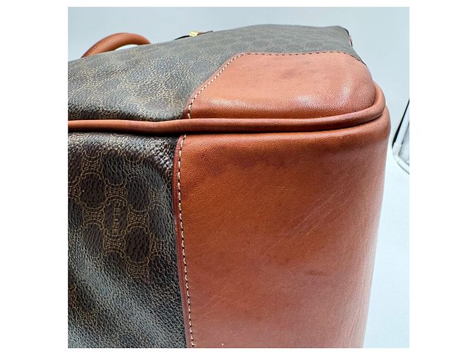 Luggage Céline Celine Große Macadam Canvas Leder Reisetasche Boston Braun - Ansicht 15