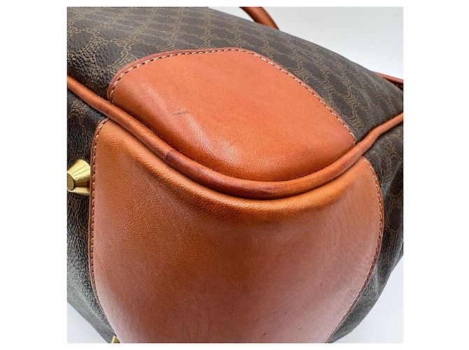 Luggage Céline Celine Große Macadam Canvas Leder Reisetasche Boston Braun - Ansicht 16