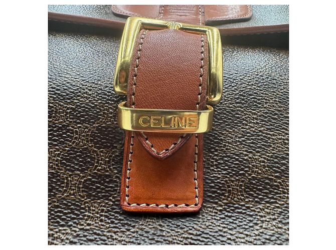 Luggage Céline Celine Große Macadam Canvas Leder Reisetasche Boston Braun - Ansicht 18