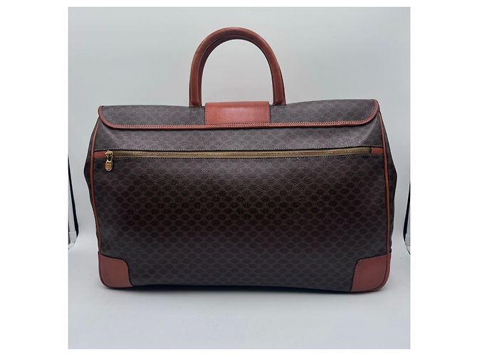 Luggage Céline Celine Große Macadam Canvas Leder Reisetasche Boston Braun - Ansicht 3