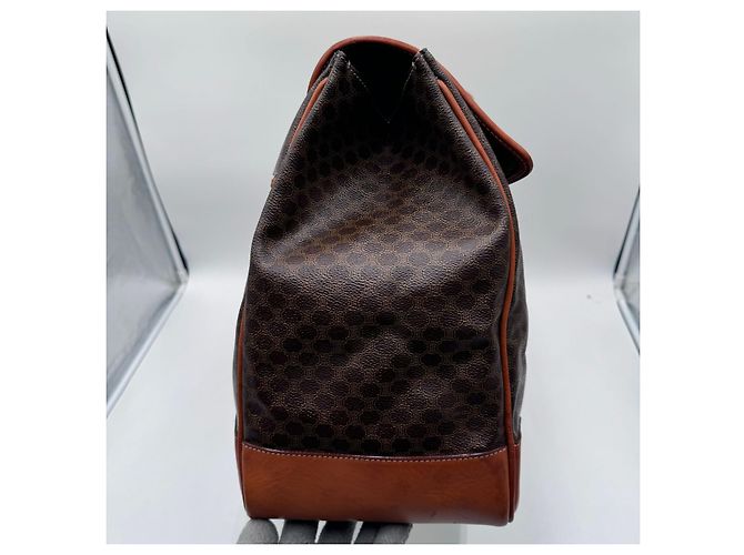 Luggage Céline Celine Große Macadam Canvas Leder Reisetasche Boston Braun - Ansicht 5
