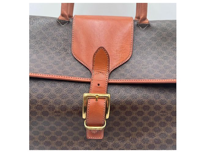 Luggage Céline Celine Große Macadam Canvas Leder Reisetasche Boston Braun - Ansicht 7