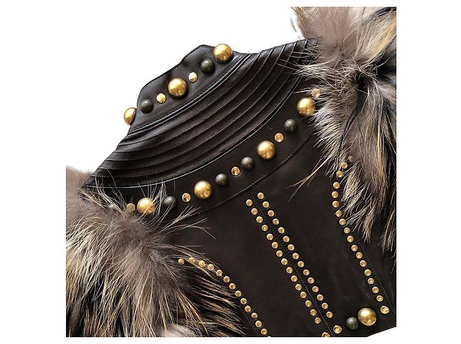 Gucci x Tom Ford Brown Leather Stud Crop Jacket - view 6