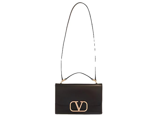 Borsa a tracolla Valentino Garavani Vlogo pelle nera Nero - vista 3