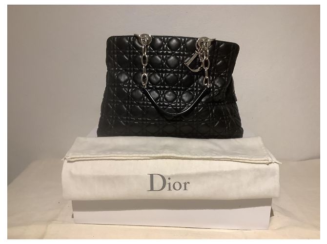 Borsa Christian Dior Soft Shopping in pelle nera Nero - vista 3