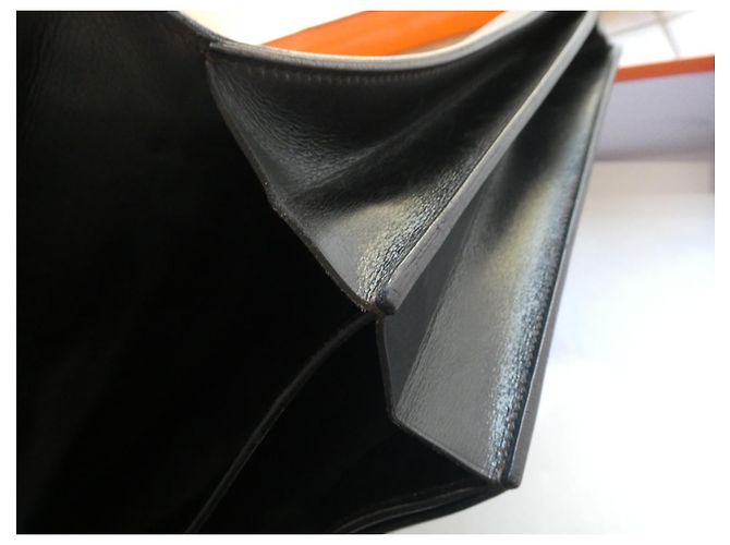 saco de despacho vintage Hermès em caixa preta com sua caixa Preto - vista 10