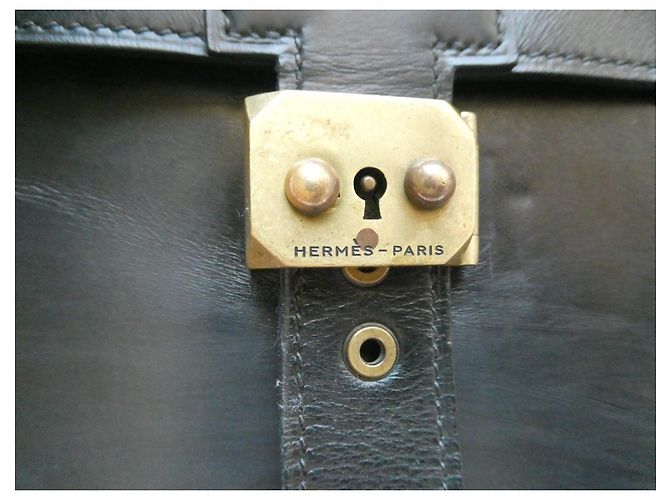 saco de despacho vintage Hermès em caixa preta com sua caixa Preto - vista 12