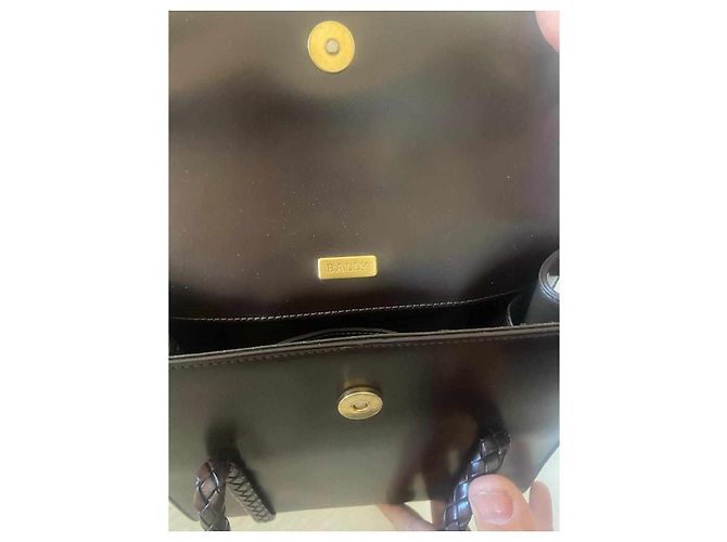 Borsa a tracolla Bally in pelle di agnello marrone - vista 5
