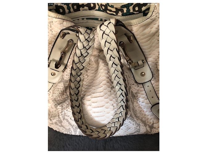 Gucci Pelham Cuir Python Gris Crème Blanc cassé - vue 2
