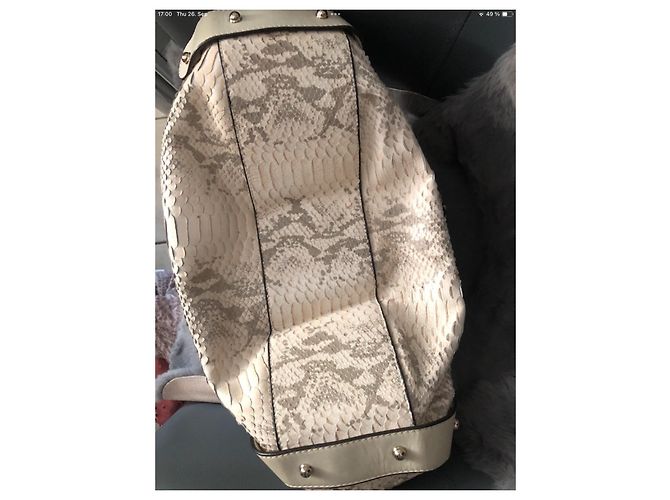 Gucci Pelham Cuir Python Gris Crème Blanc cassé - vue 6