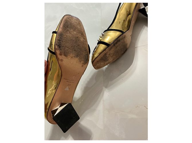 Décolleté Dolce & Gabbana in pelle dorata 40 D'oro - vista 4