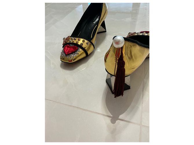 Décolleté Dolce & Gabbana in pelle dorata 40 D'oro - vista 7