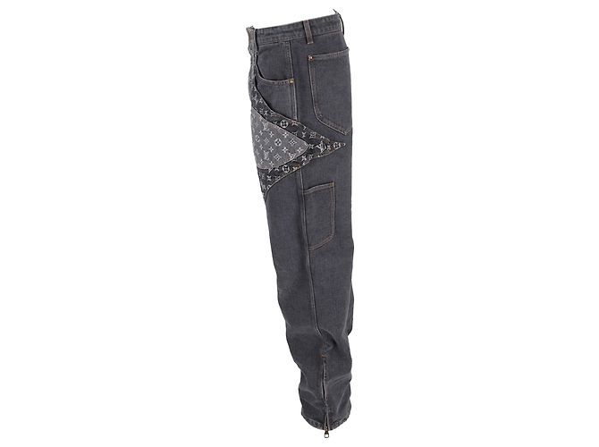 Schwarze Baumwoll-Jeans mit Monogramm-Blume von Louis Vuitton - Ansicht 2