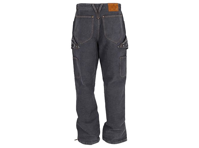 Schwarze Baumwoll-Jeans mit Monogramm-Blume von Louis Vuitton - Ansicht 3