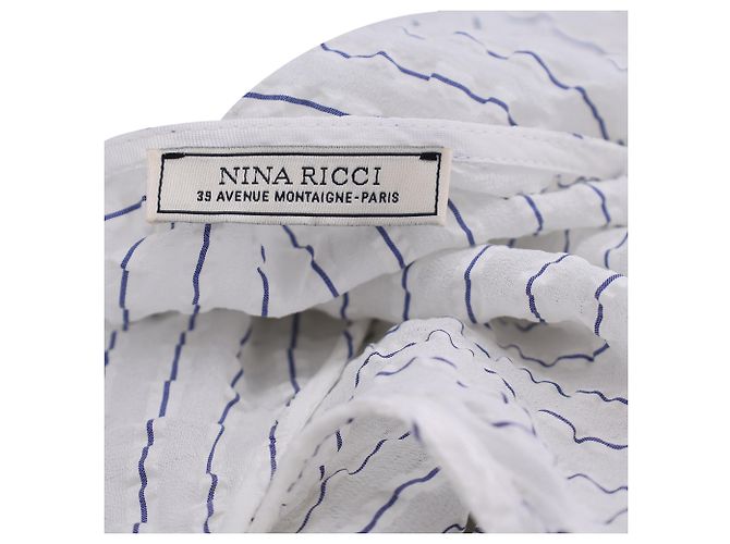 Top sin mangas plisado a rayas en seda blanca de Nina Ricci - vista 3