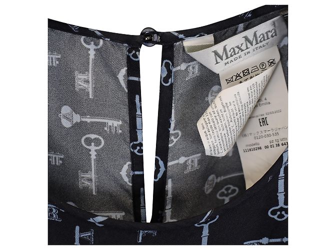 T-shirt stampata Max Mara Golf Key in seta blu navy - vista 2