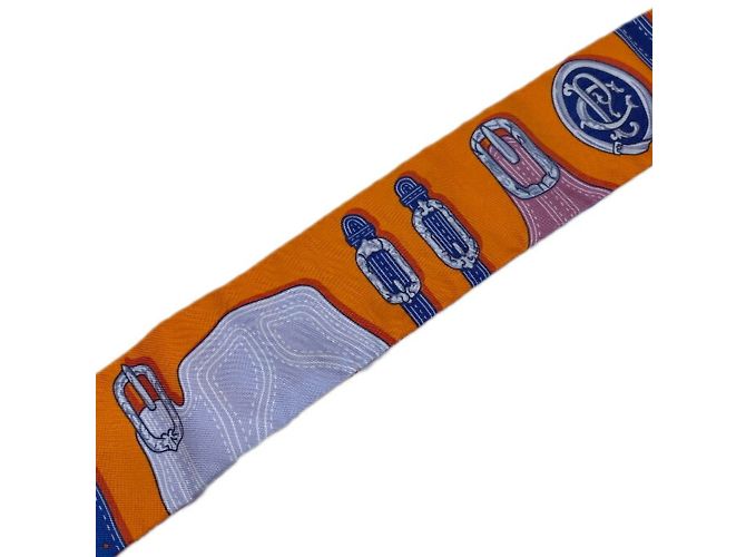 Foulard Twilly Hermès in blu, arancione e rosso - vista 3