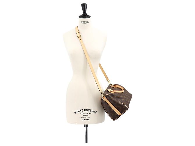 Sac à main Louis Vuitton Monogram Speedy Bandoulière 25 Marron Monogramme - vue 9