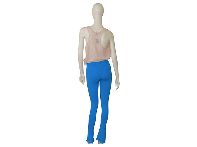 Leggings Off White Athleisure azules con raya logo lime - vista 2