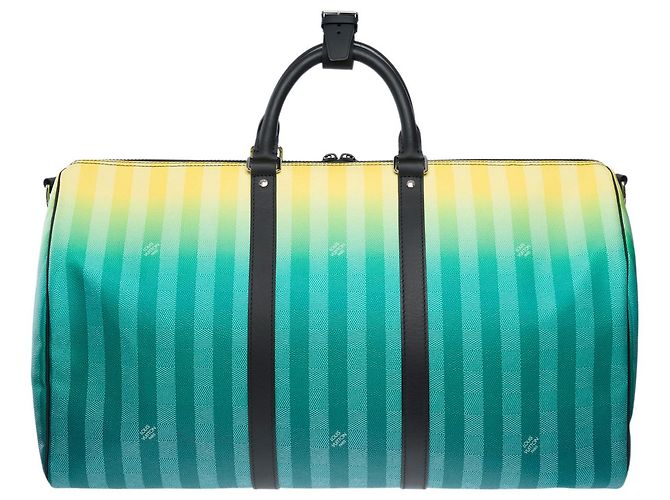 Borsa LOUIS VUITTON Keepall in Tela Turchese - 102090 - vista 3