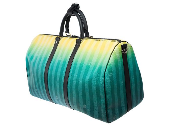 Borsa LOUIS VUITTON Keepall in Tela Turchese - 102090 - vista 5