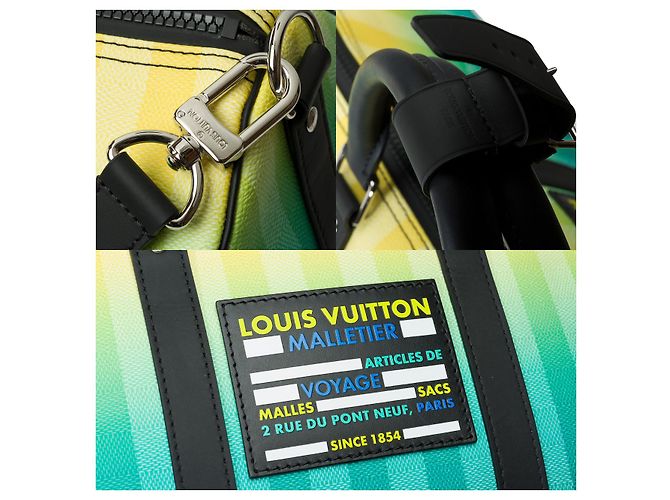 Borsa LOUIS VUITTON Keepall in Tela Turchese - 102090 - vista 6