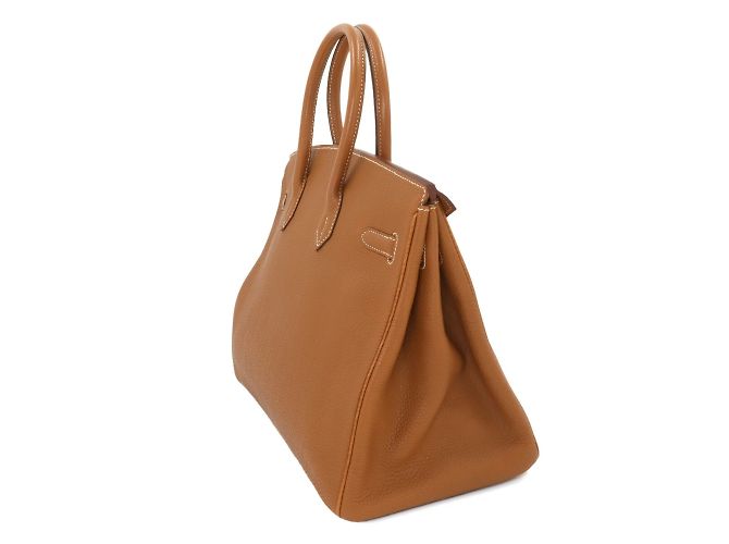 Hermès Borsa Hermes Birkin 35 in pelle Togo marrone - vista 3