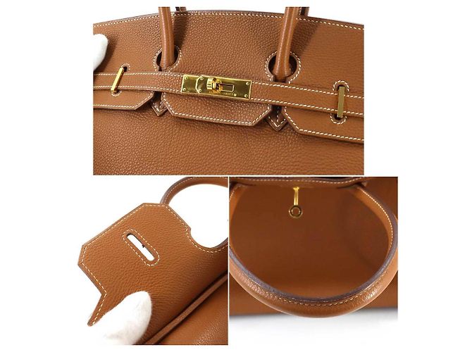 Hermès Borsa Hermes Birkin 35 in pelle Togo marrone - vista 7