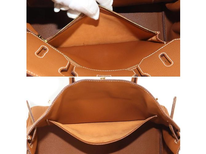 Hermès Borsa Hermes Birkin 35 in pelle Togo marrone - vista 8