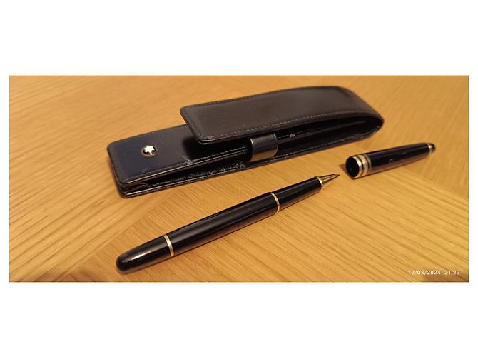 Penna a sfera MONTBLANC Meisterstuck classica dorata MB10883 + astuccio in pelle nera Nero - vista 9