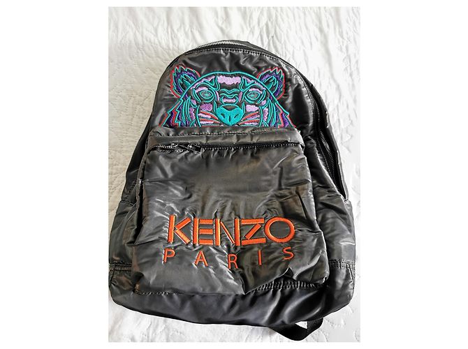 Borsa Kenzo Grigia Antracite con Ricamo Tigre Grigio - vista 2