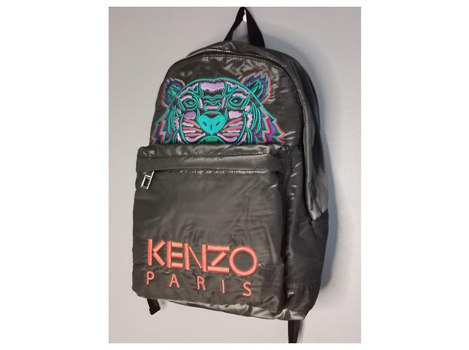 Borsa Kenzo Grigia Antracite con Ricamo Tigre Grigio - vista 3