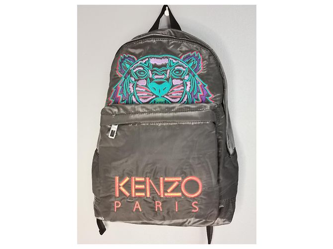 Borsa Kenzo Grigia Antracite con Ricamo Tigre Grigio - vista 9