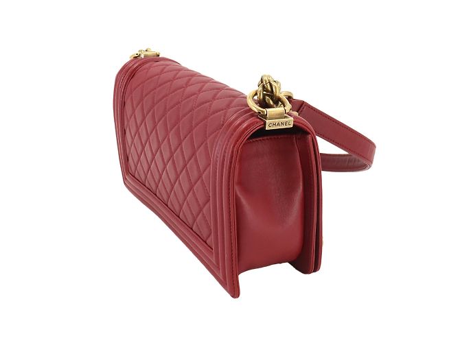 Borsa a spalla Chanel Boy con catena Chanel Rosso - vista 3