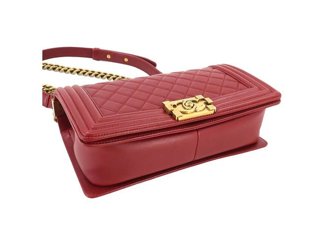 Borsa a spalla Chanel Boy con catena Chanel Rosso - vista 4